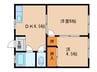 鹿山荘 2DKの間取り