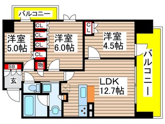 間取図 ﾎﾟﾚｽﾀｰｻﾞ･ﾚｼﾞﾃﾞﾝｽ(505)