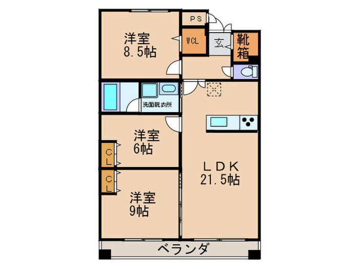 間取り図 カ－サ川名山