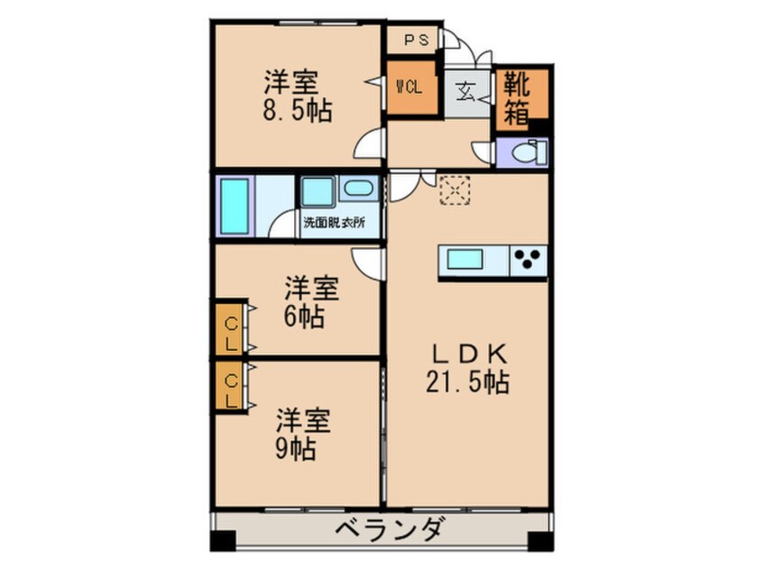 間取図 カ－サ川名山