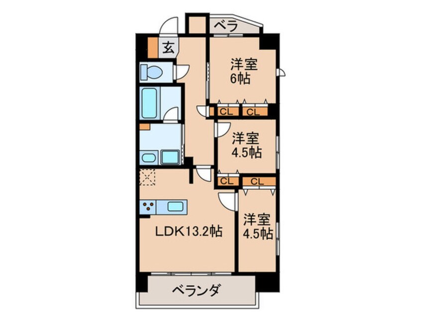 間取図 ﾌﾟﾚｻﾝｽﾛｼﾞｪ庄内通駅前(1304)
