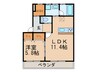 パークウエスト上社 1LDKの間取り