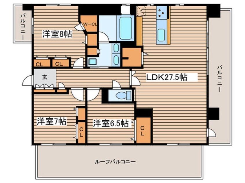 間取図 ﾌﾟﾚｻﾝｽﾛｼﾞｪ白壁ﾃﾗｽ(601)