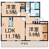 マルジュ神明 2LDKの間取り