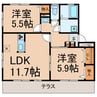 マルジュ神明 2LDKの間取り