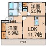 マルジュ神明 2LDKの間取り