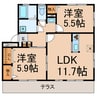 マルジュ神明 2LDKの間取り