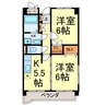 ヴァンコーポ大赤見 2Kの間取り