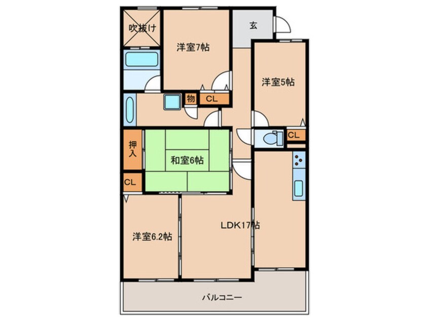 間取図 ﾗｲｵﾝｽﾞﾌﾟﾗｻﾞ三河安城（1305）