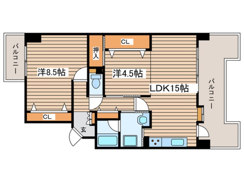 間取図 ﾗｲｵﾝｽﾞﾏﾝｼｮﾝ新瑞橋第3（302）