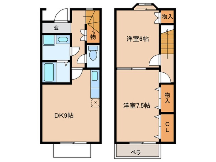 間取図 Ｆｏｌｉａｒ川原　Ｂ