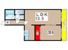 エクシード広路 1LDKの間取り