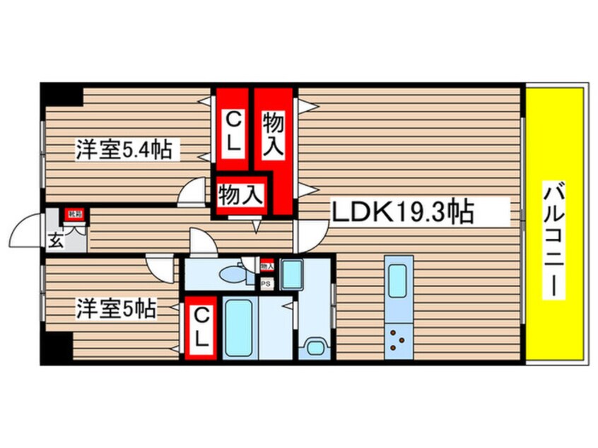 間取図 バンベール金山(1102)