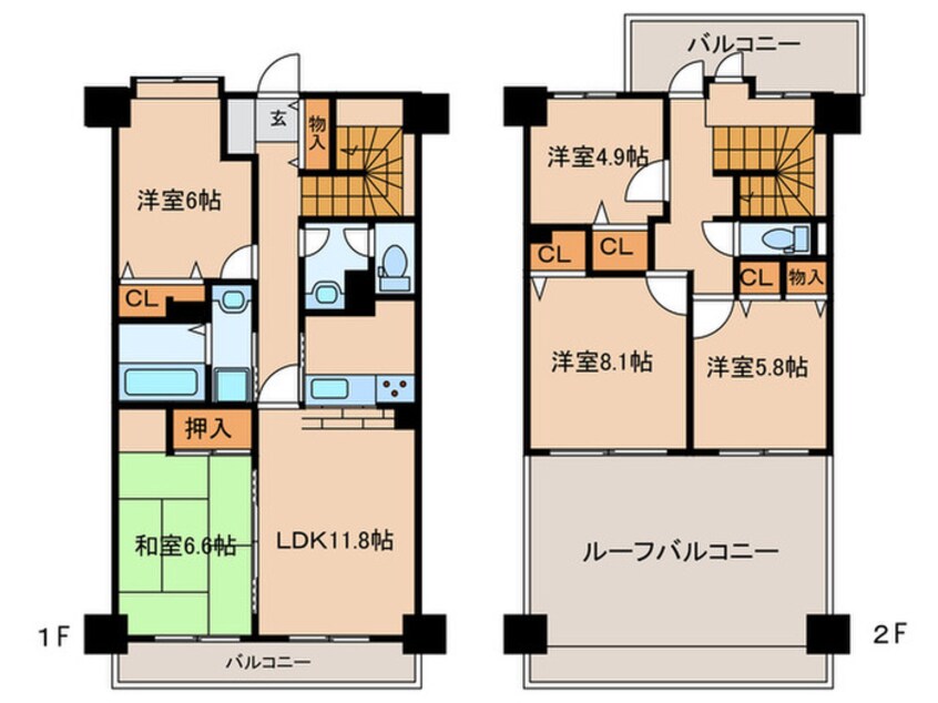 間取図 ｻﾝｱﾒﾆﾃｨｷｬｯｽﾙ岡崎(1505)