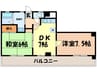 ウィステリア堀田 2DKの間取り