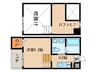 Ｋｏｈｉｍａｒｉ志賀本通 1Kの間取り