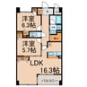 ジュネス城町 2LDKの間取り