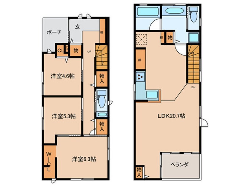 間取図 東大曽根町戸建て