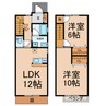 大栄ハイツ大山 2LDKの間取り