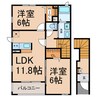 オークフォレスト名東 2LDKの間取り