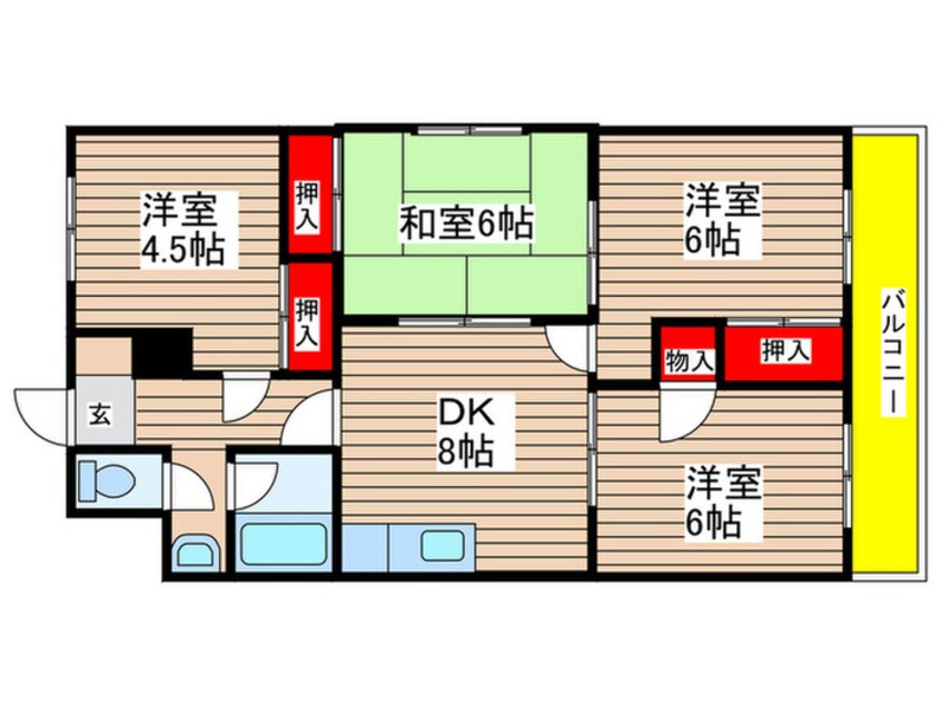 間取図 コーニッシュ西中島