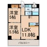 カーサビアンカ黒川 2LDKの間取り