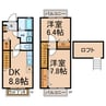 グレイス ハルヒ 2DKの間取り