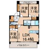 ラフィーヌ神山 3LDKの間取り