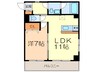 パ－クサイド幡野 1LDKの間取り