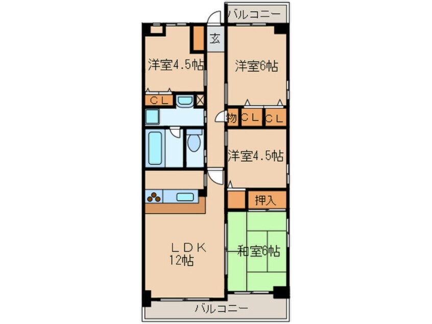 間取図 アイ・コ－ポ萱場