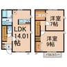 パストラル三条 2LDKの間取り