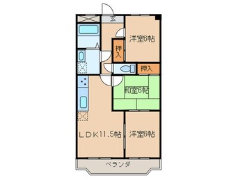 間取図 ｸﾘｽﾀﾙﾊﾟﾚｽﾌｼﾞ