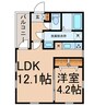 Luna terrace 1LDKの間取り