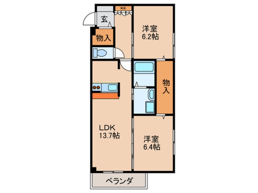 間取図 スリ－・ディ－ガ－デン本山