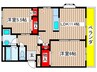 クレスト－ル瑞雲郷 2LDKの間取り