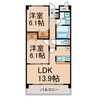 ノスタルジー弥生 2LDKの間取り