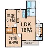 ヴィラ・ボヌール 2LDKの間取り