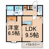 クラージュ吹上 1LDKの間取り