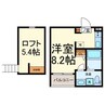 RoRoつゆはし 1Rの間取り