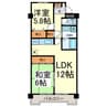 レジデンスα 2LDKの間取り
