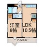 KKマンション 1LDKの間取り