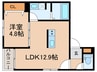 TRY Ⅱ 柳川 1LDKの間取り