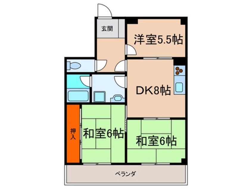 間取図 真栄マンション梅坪(502)