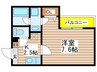 クレフラスト内田橋A棟 1Kの間取り
