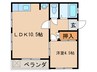 コーポ石田 1LDKの間取り