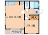 コーポ石田 1LDKの間取り