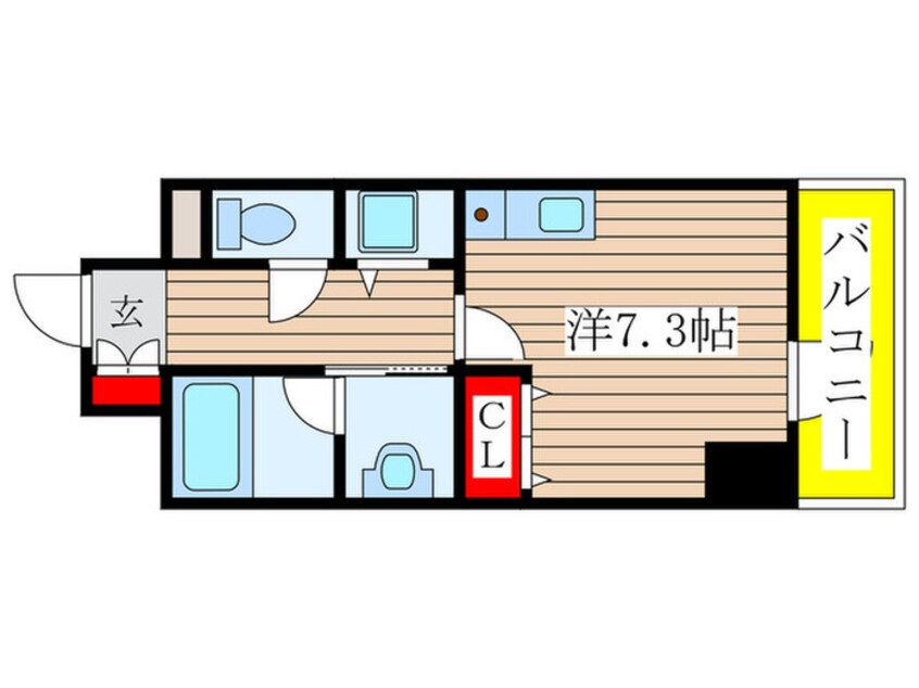 間取図 ﾍﾞﾚ-ｻ築地口ｽﾃ-ｼｮﾝﾀﾜ-