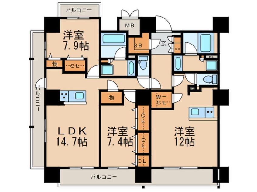 間取図 ロイヤルパークスＥＲささしま