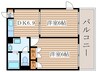 アイリス鶴里 2DKの間取り