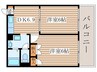 アイリス鶴里 2DKの間取り